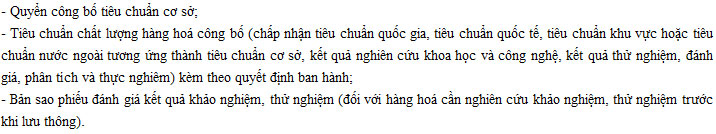 ho so cong bo tieu chuan co so vang