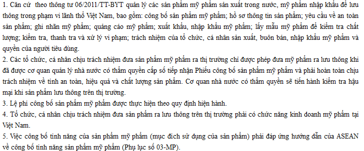 quy dinh cong bo my pham