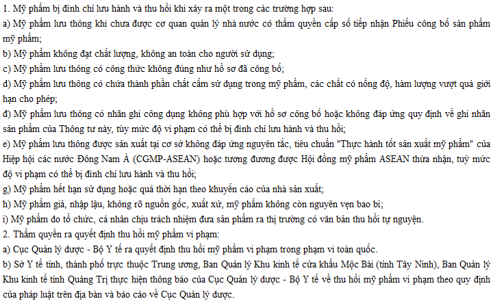 dinh chi thu hoi my pham